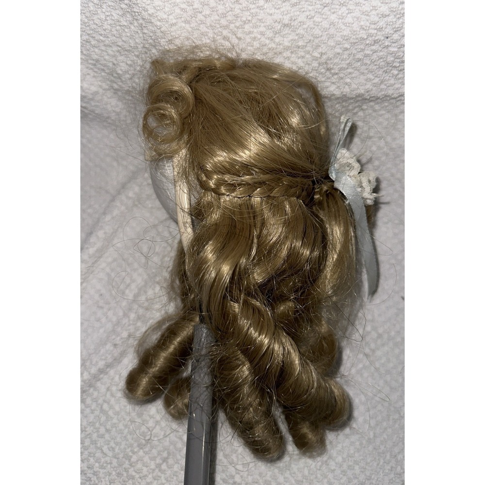 Doll Wig SIZE 12-13 BLONDE Wig With  Ringlet Curls And Side Braids - Picture 3 of 7